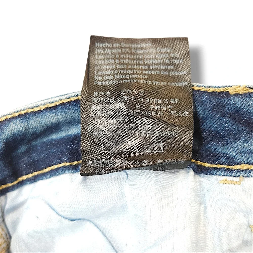 Southpole Skinny Moto Biker Jeans Ribbed Distressed Acid Wash Stretch Blue 30x28